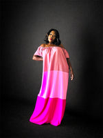 AKBO Off-shoulder Tri Pink Shades Boubou Dress